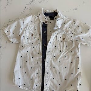 Lucky Brand Kids' White and Blue Polka Dot Button-Down Shirt